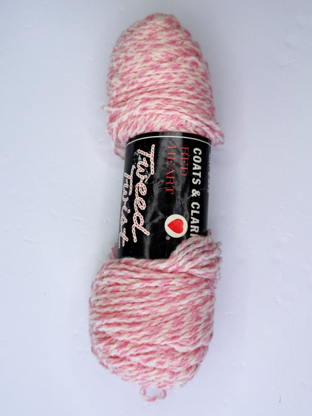 Vtg Coats Clark Red Heart Tweed Twist Yarn 100% Virgin Wool Sea Shell Pink
